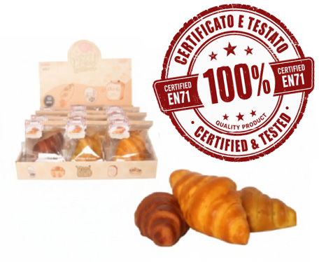 SQUISHY Croissant PU Slow Rise (Ricrescita Lenta) 15x9x3.5cm In Window bag- 3ass – In espo da 12pz…x12…x96